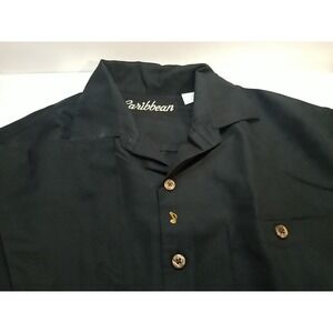 Carribean‎ Roundtree & York Black Sax On The Beach Button Up Size Mens Medium M